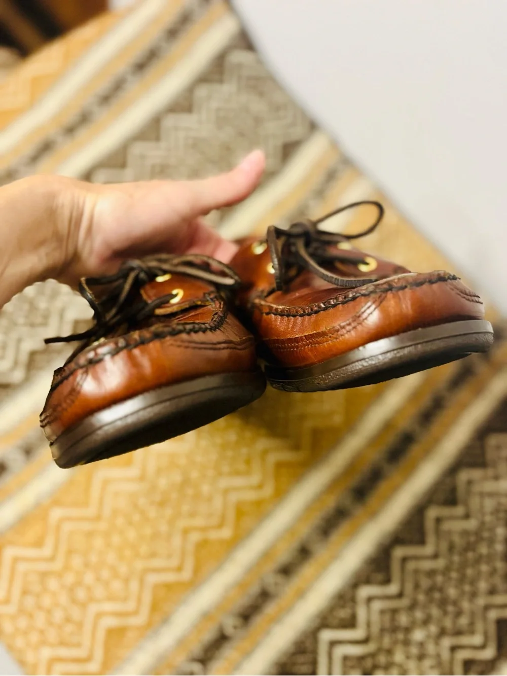 Sebago Chestnut Brown Leather Lace Up Boat Shoes men’s 12M